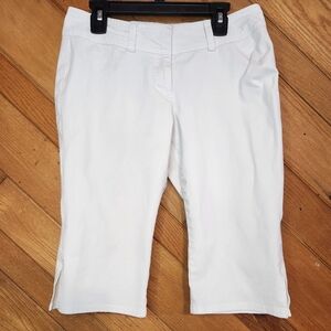 Express stretch 5/6 white slitted capris